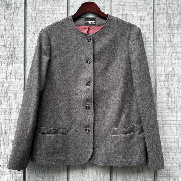 RRRRuss Jackets & Blazers - VTG RRRRuss‎ Russ Togs INC Gray Button Front Career Wool Blazer Jacket  Union